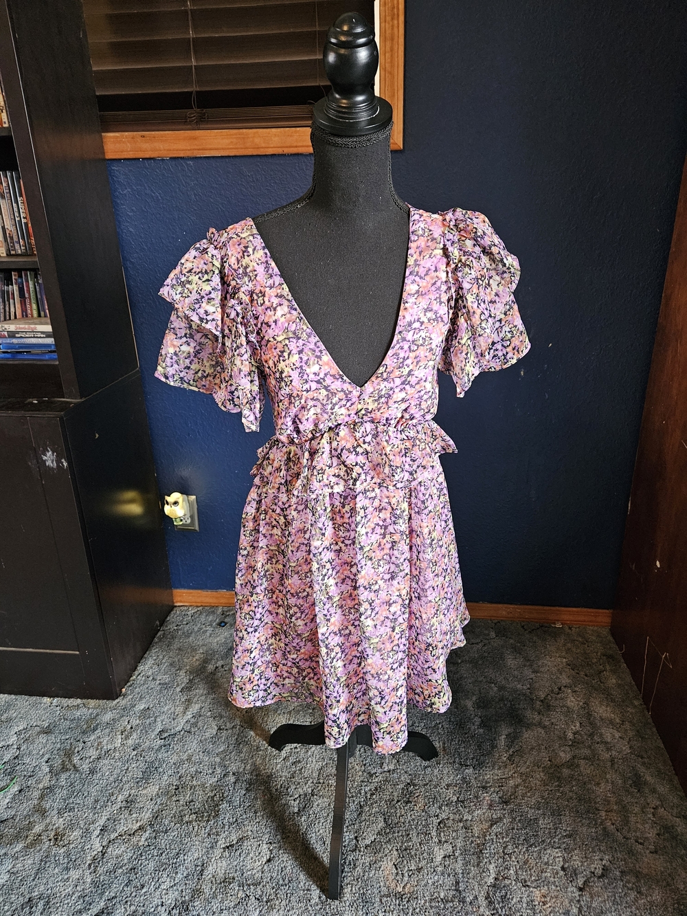All in Favor Purple Floral Mini Dress womens size xs nwt kentucky derby